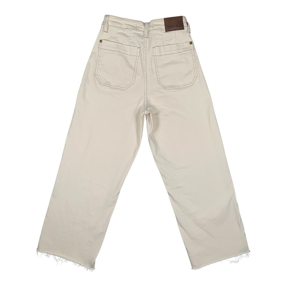 Judy Blue Jeans Garment Dyed Beige Wide Leg Crop Frey Hem Size 1/25 - Picture 1 of 16